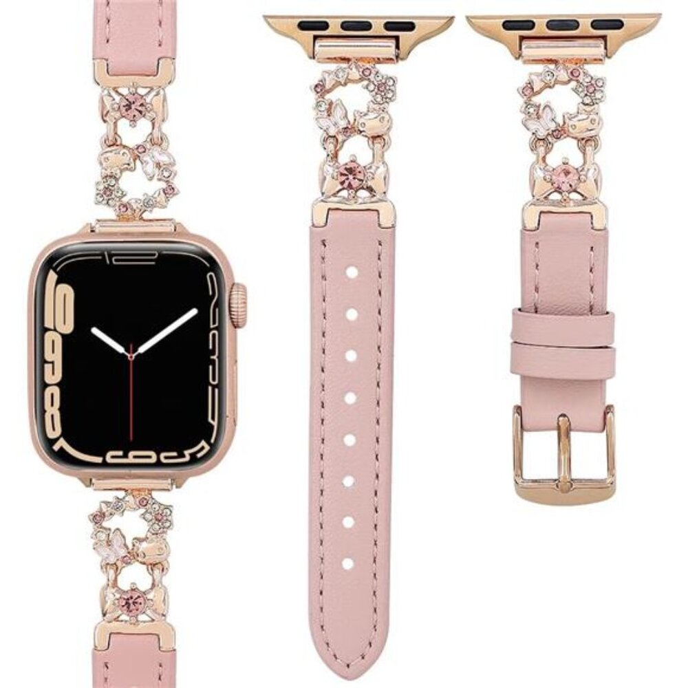 NEW Pink/Rose Gold Leather Apple Watch Band